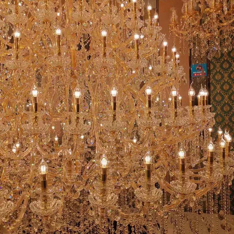 Plafoniera cu decorare candelabru din cristal de lux cu 96 de lumini