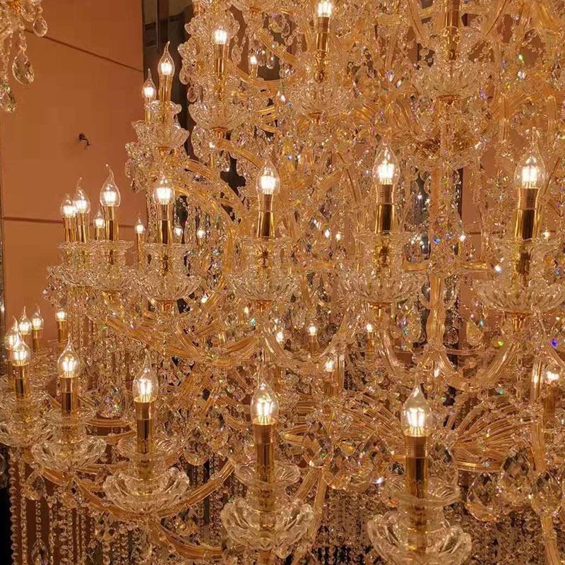 Plafoniera cu decorare candelabru din cristal de lux cu 96 de lumini