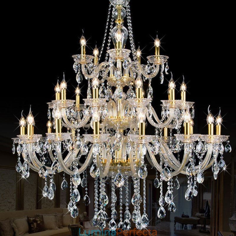 Plafoniera cu decorare candelabru din cristal de lux cu 32 de lumini