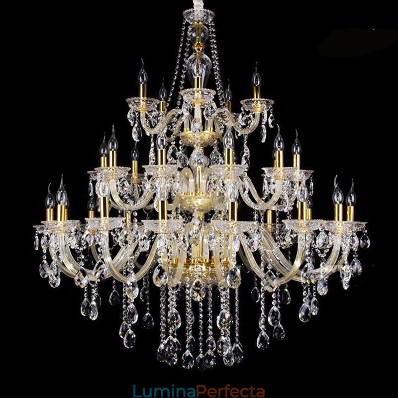 Plafoniera cu decorare candelabru din cristal de lux cu 32 de lumini