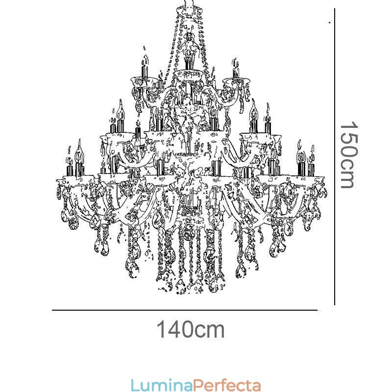 Plafoniera cu decorare candelabru din cristal de lux cu 32 de lumini