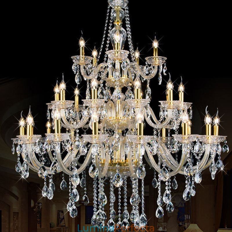 Plafoniera cu decorare candelabru din cristal de lux cu 32 de lumini