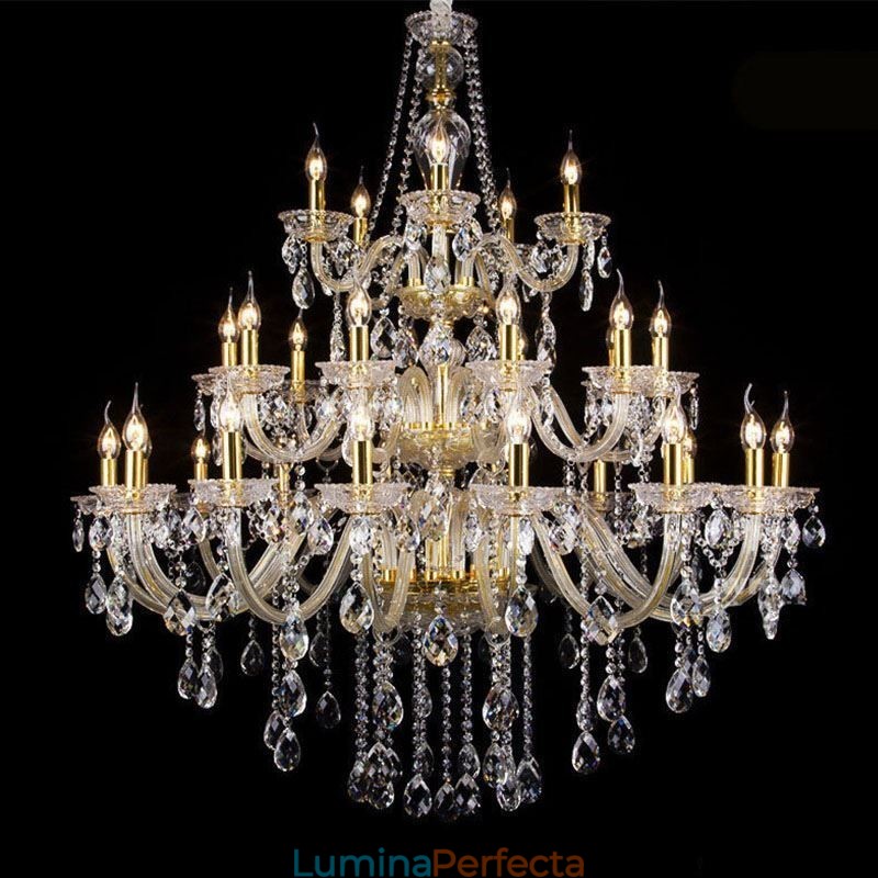 Plafoniera cu decorare candelabru din cristal de lux cu 32 de lumini