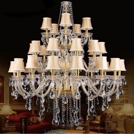 Candelabru din cristal european cu plafoniera cu 32 de lumini Candelabru din cristal european cu plafoniera cu 32 de lumini