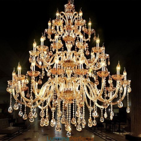 Plafoniera de lux cu candelabru din cristal european cu 30 de lumini Plafoniera de lux cu candelabru din cristal european cu 30 de lumini