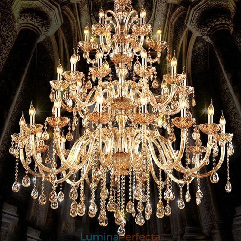 Plafoniera de lux cu candelabru din cristal european cu 30 de lumini