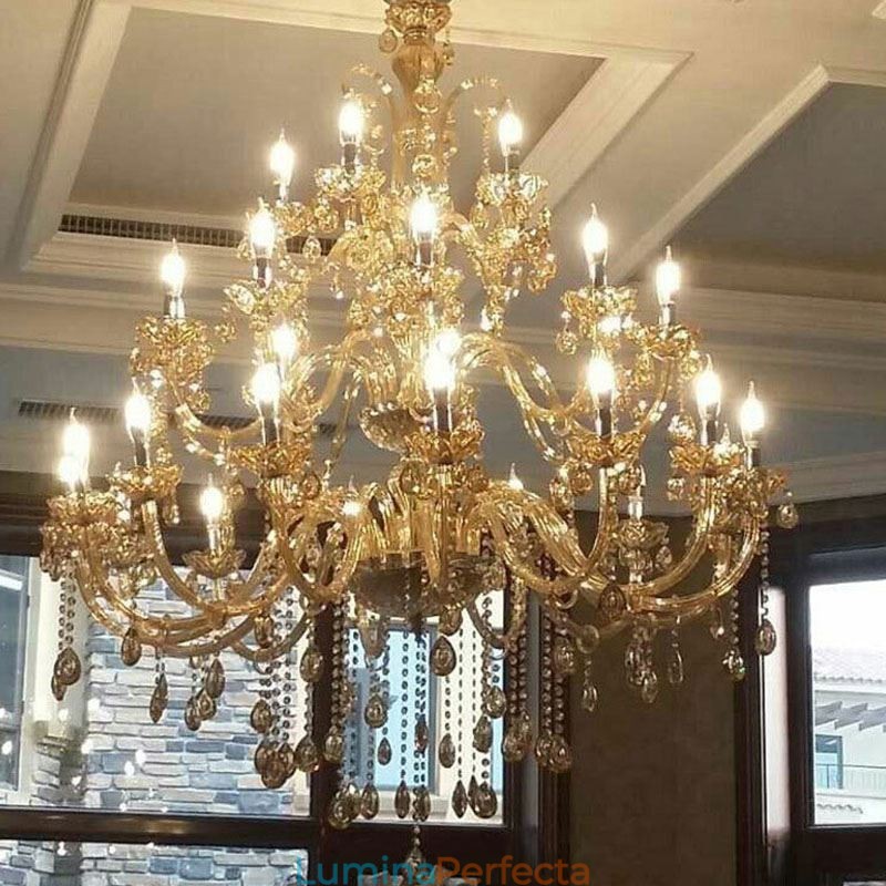 Plafoniera de lux cu candelabru din cristal european cu 30 de lumini