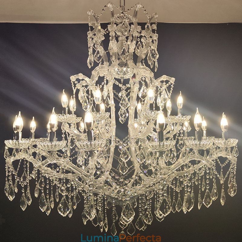 Plafoniera cu decorare candelabru din cristal european cu 24 de lumini