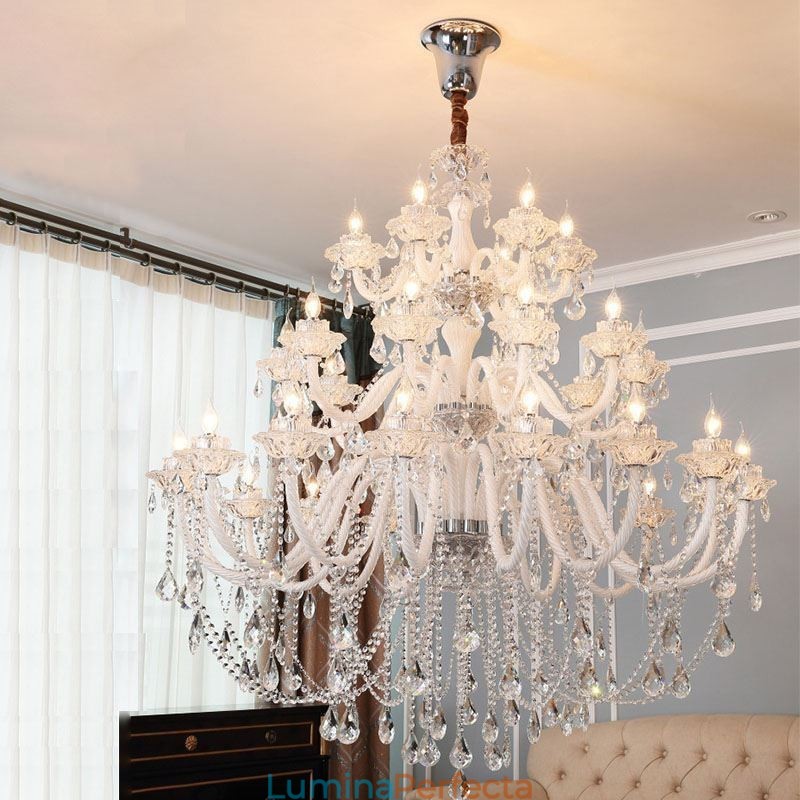 Candelabru De Cristal European Cu 32 De Lumini Plafon Decorat De Lux