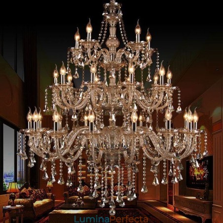 Candelabru De Cristal European Cu 30 De Lumini Plafoniera Decorata Candelabru De Cristal European Cu 30 De Lumini Plafoniera Decorata