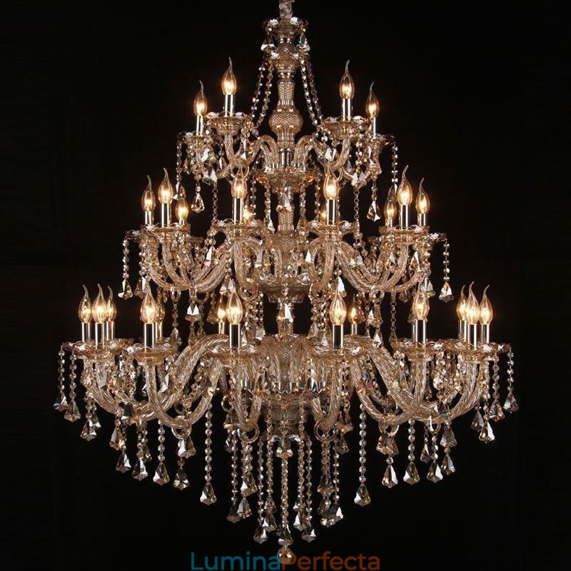 Candelabru De Cristal European Cu 30 De Lumini Plafoniera Decorata