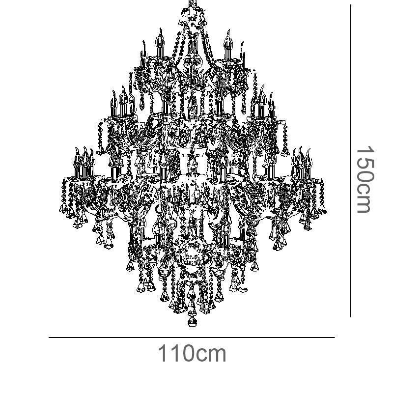 Plafoniera candelabru de cristal coniac cu 35 de lumini