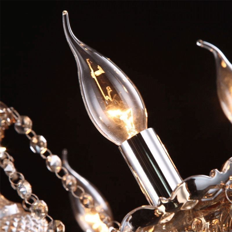 Plafoniera candelabru de cristal coniac cu 35 de lumini