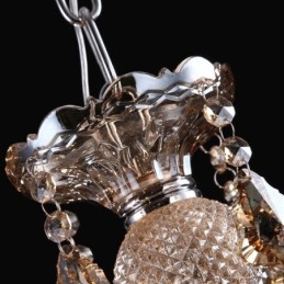 Plafoniera europeană de cristal de culoare cognac cu 40 de lumini