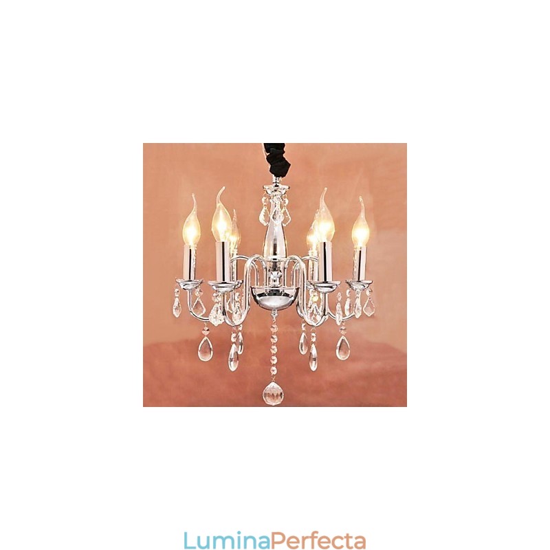Lumină suspendată de cristal cu 6 lumini în funcție de lumânare