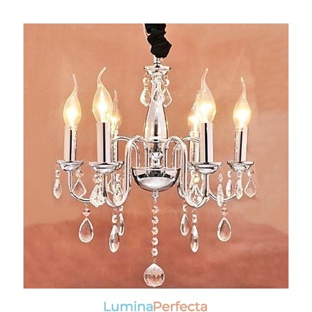 Lumină suspendată de cristal cu 6 lumini în funcție de lumânare Lumină suspendată de cristal cu 6 lumini în funcție de lumânare