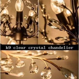 Plafoniera neagră retro de cristal