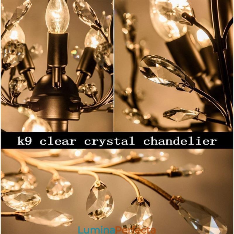Plafoniera neagră retro de cristal