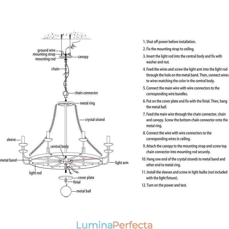 Iluminat cu pandantiv din cristal vintage Candelabru din fier negru