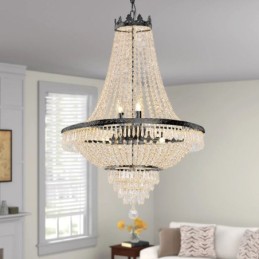 Candelabru Clasic De Cristal Stil Imperiu Negru 9 Lumini