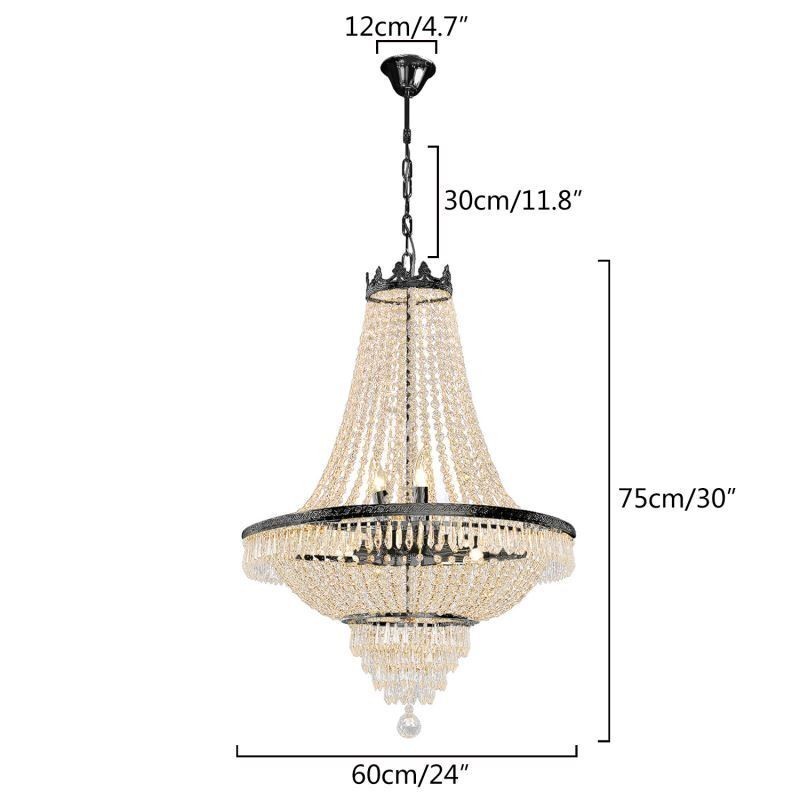 Candelabru Clasic De Cristal Stil Imperiu Negru 9 Lumini