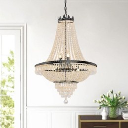 Candelabru Clasic De Cristal Stil Imperiu Negru 9 Lumini