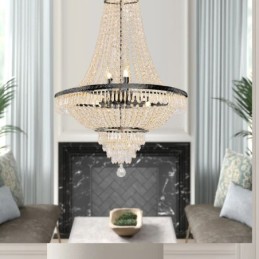 Candelabru Clasic De Cristal Stil Imperiu Negru 9 Lumini