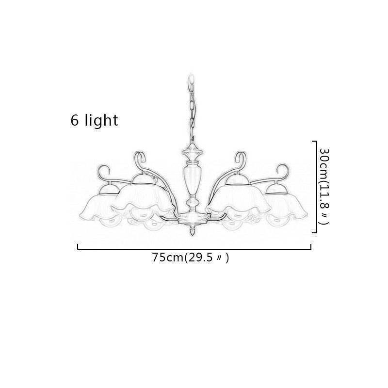 Candelabru nordic cu pandantiv din fier în formă de floare, abajur din sticlă