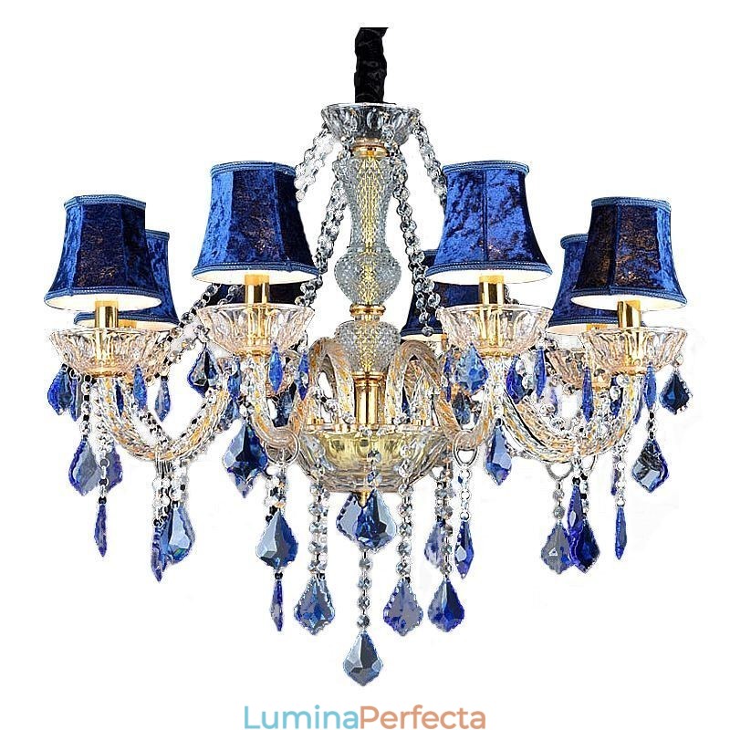 Candelabru de cristal european Pandantiv de lux pendant albastru deschis