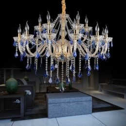 Candelabru de cristal european Pandantiv de lux pendant albastru deschis