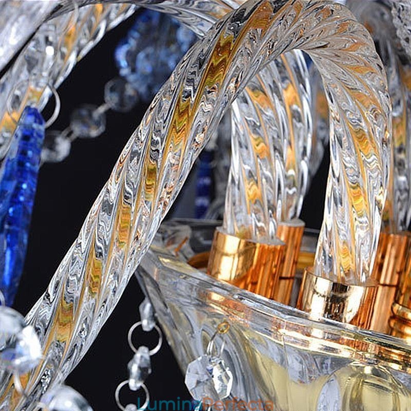 Candelabru de cristal european Pandantiv de lux pendant albastru deschis