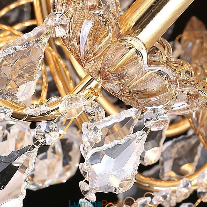 Plafoniera mare de lux de cristal din aur european