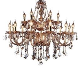 Candelabru din cristal european elegant, lumina suspendata mare chihlimbar