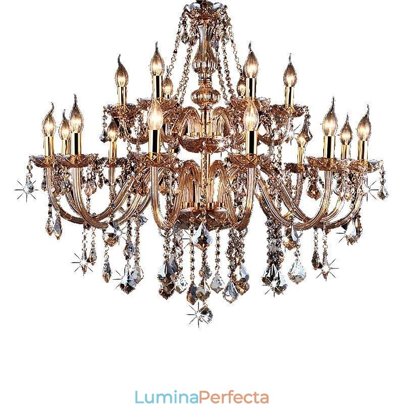 Candelabru din cristal european elegant, lumina suspendata mare chihlimbar