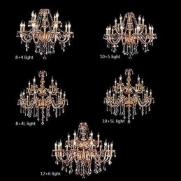 Candelabru din cristal european elegant, lumina suspendata mare chihlimbar