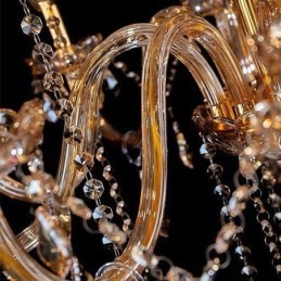 Candelabru din cristal european elegant, lumina suspendata mare chihlimbar