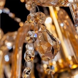 Candelabru din cristal european elegant, lumina suspendata mare chihlimbar