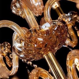 Candelabru din cristal european elegant, lumina suspendata mare chihlimbar