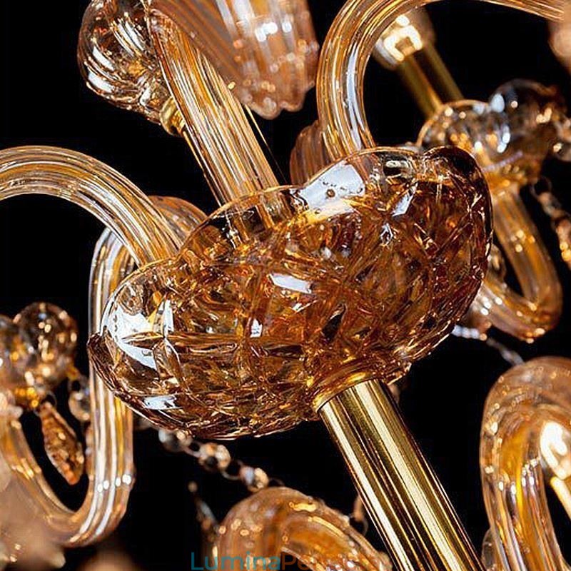 Candelabru din cristal european elegant, lumina suspendata mare chihlimbar