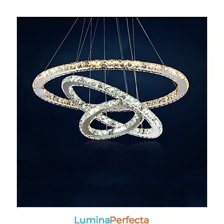 Lampe suspendate Chihlimbar și clar K9 Candelabru de cristal Iluminare cu 3 inele Lampe suspendate Chihlimbar și clar K9 Candelabru de cristal Iluminare cu 3 inele