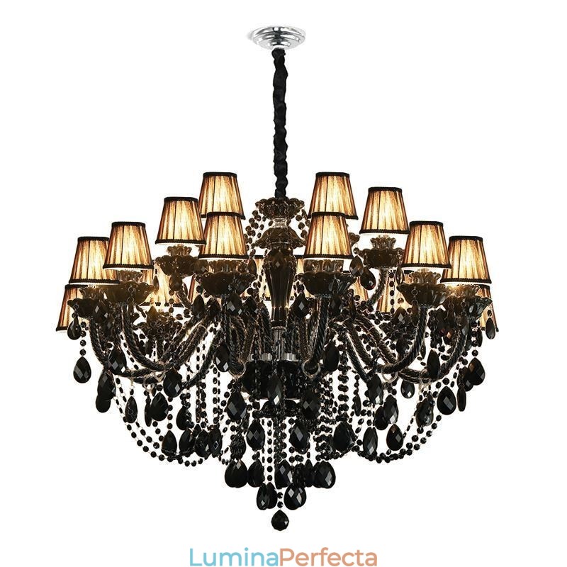 Candelabru de cristal în stil european de lux, pendanta neagră
