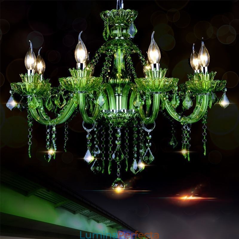 Candelabru de cristal verde în stil european