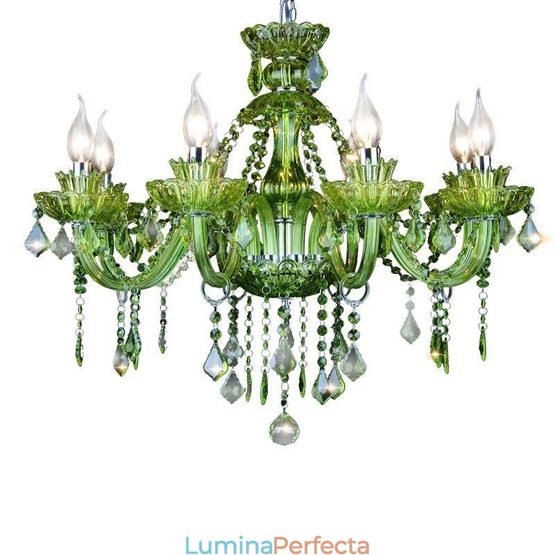 Candelabru de cristal verde în stil european