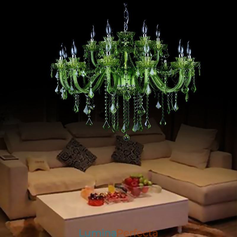 Candelabru de cristal verde în stil european