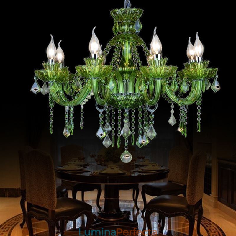 Candelabru de cristal verde în stil european