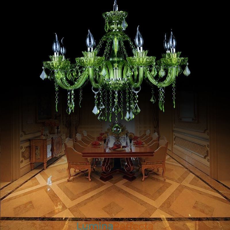Candelabru de cristal verde în stil european