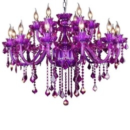 Plafoniera elegantă din cristal violet, candelabru european
