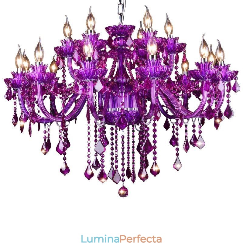 Plafoniera elegantă din cristal violet, candelabru european