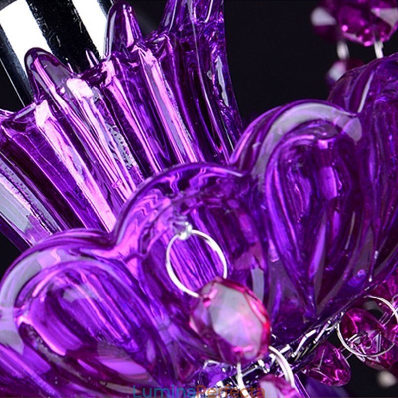 Plafoniera elegantă din cristal violet, candelabru european