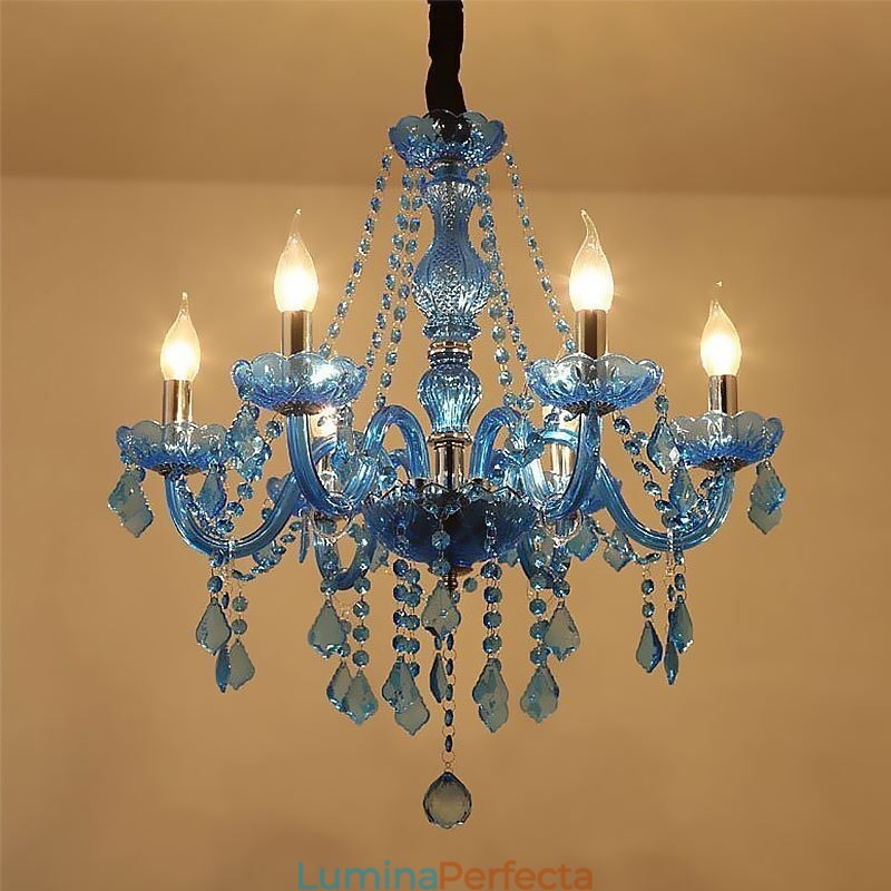 Candelabru de cristal albastru în stil european